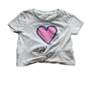 Life is Good Girls Gray short sleeve T-Shirt with Pink Heart Size 6